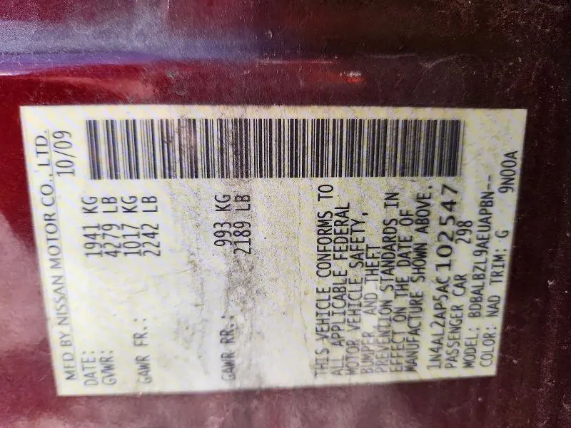 2010 NISSAN ALTIMA 2.5  