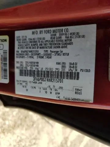 2017 FORD FUSION S