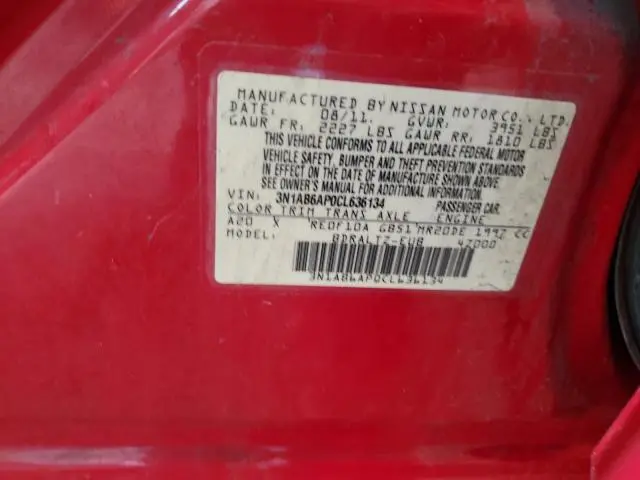 2012 NISSAN SENTRA 2.0  