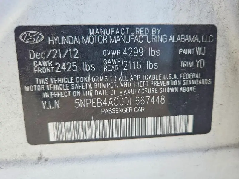 2013 HYUNDAI SONATA GLS  