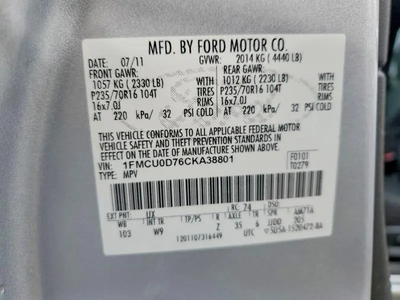 2012 FORD ESCAPE XLT  