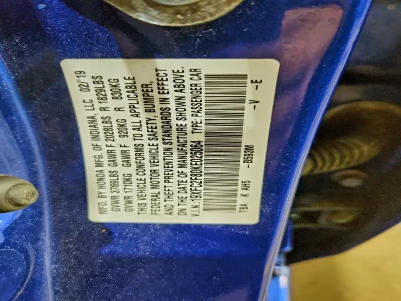 2019 HONDA CIVIC SPORT  