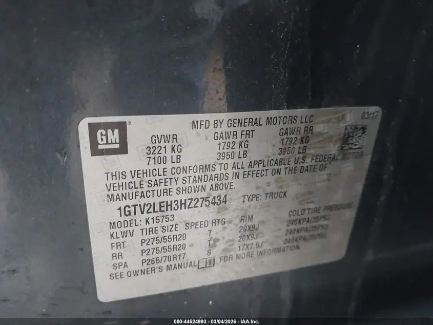 2017 GMC SIERRA 1500  