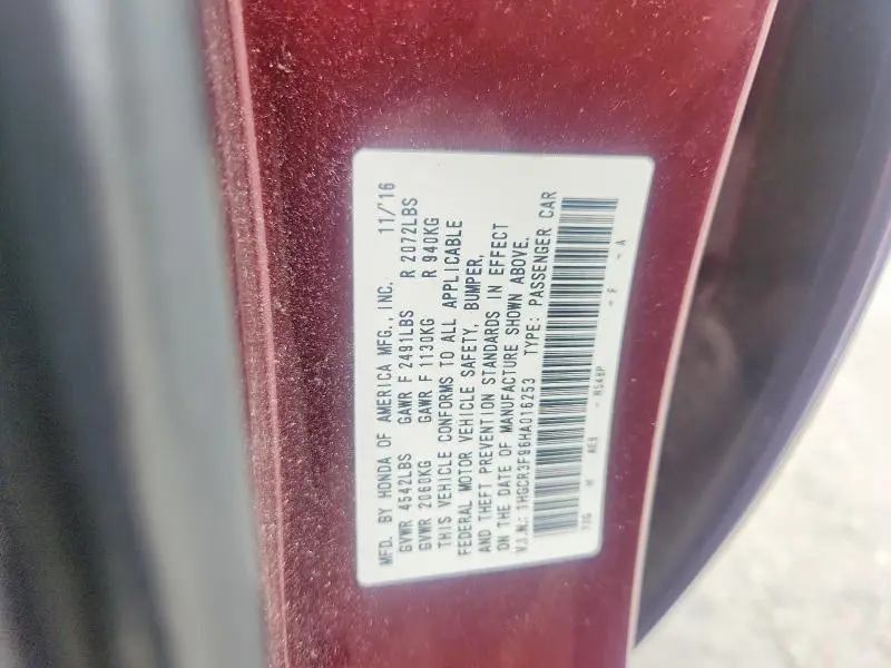 2017 HONDA ACCORD TOURING  
