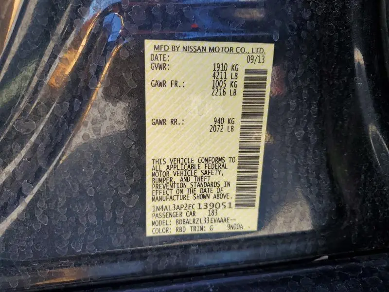 2014 NISSAN ALTIMA 2.5 S  