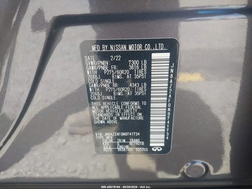 2022 INFINITI QX80 LUXE