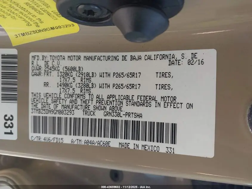 2016 TOYOTA TACOMA TRD SPORT