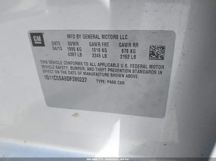 2013 CHEVROLET MALIBU 1LT