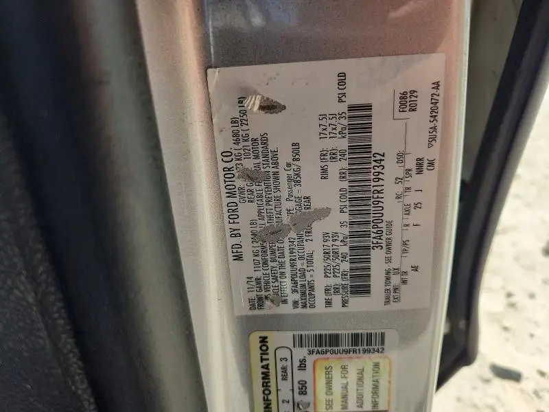 2015 FORD FUSION S HYBRID  