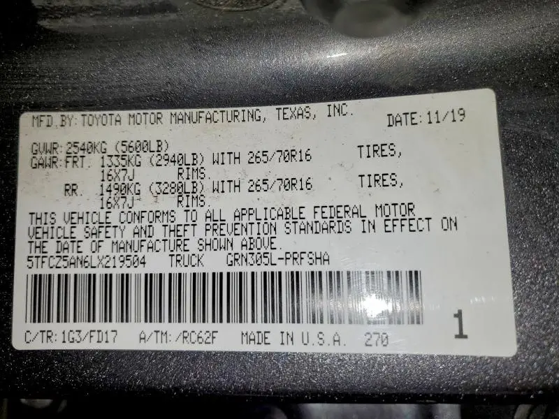 2020 TOYOTA TACOMA DOUBLE CAB  