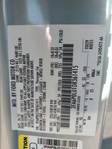 2013 FORD FUSION SE HYBRID  