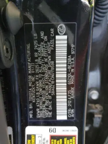 2022 LEXUS ES 350 BASE  