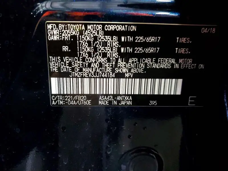 2018 TOYOTA RAV4 LE  