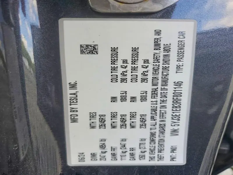 2024 TESLA MODEL 3   