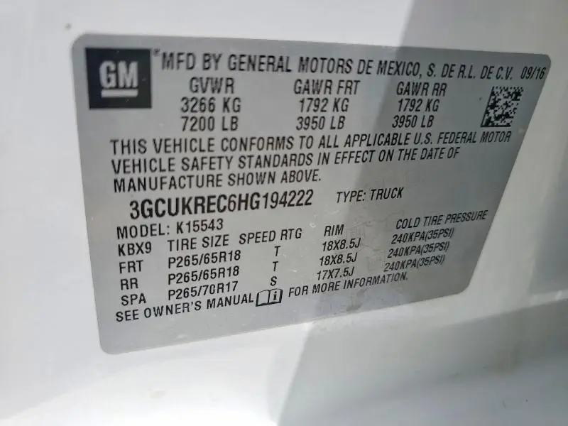 2017 CHEVROLET SILVERADO K1500 LT  