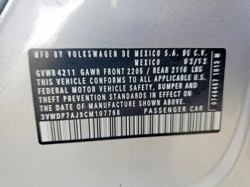 2012 VOLKSWAGEN JETTA SE  