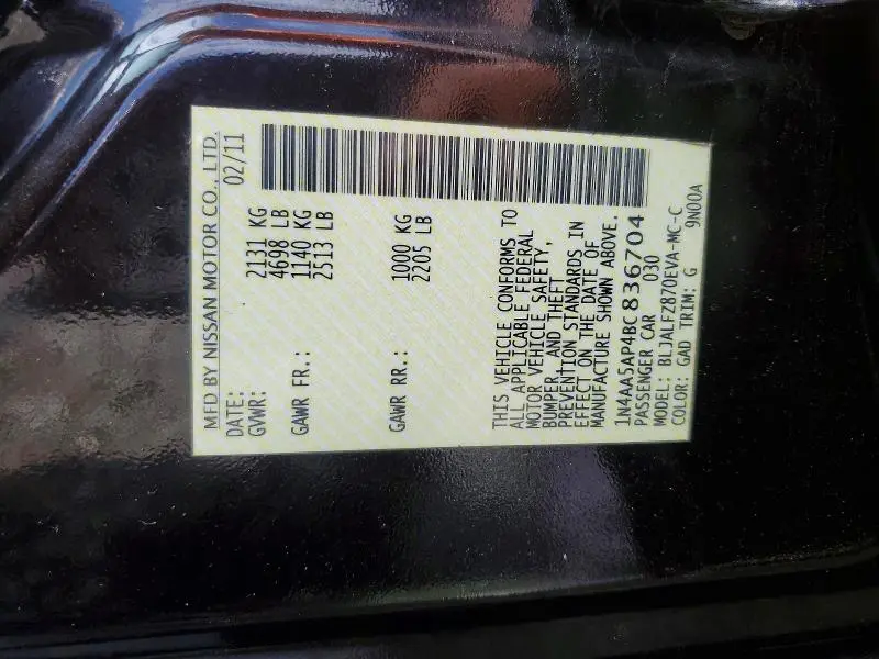 2011 NISSAN MAXIMA 3.5 S  