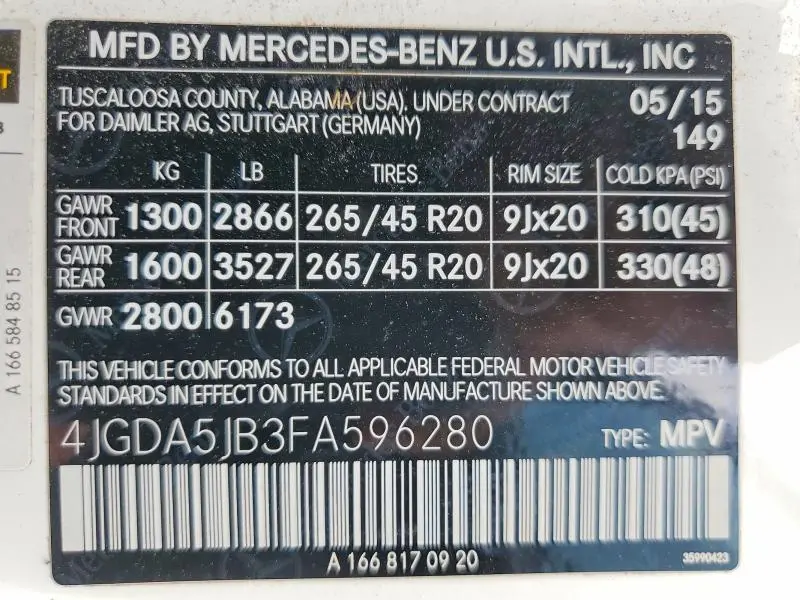 2015 MERCEDES-BENZ ML 350  