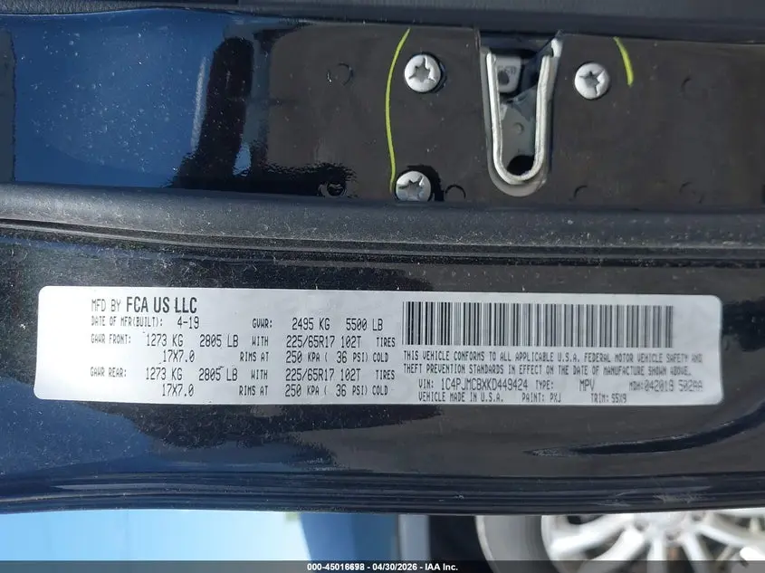 2019 JEEP CHEROKEE LATITUDE 4X4