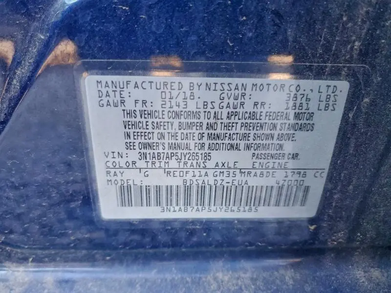 2018 NISSAN SENTRA S  