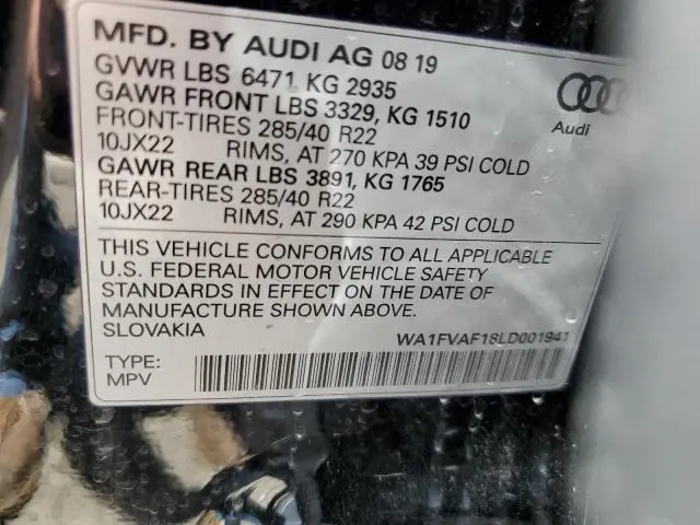 2020 AUDI Q8 PRESTIGE S-LINE  