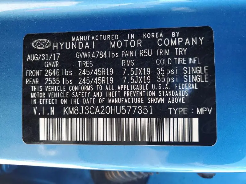 2017 HYUNDAI TUCSON LIMITED  