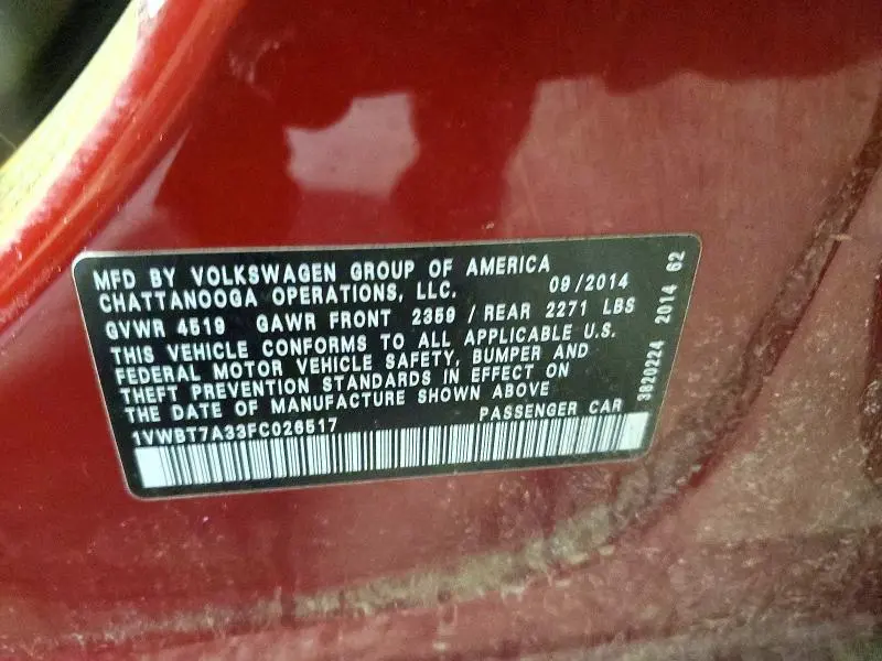 2015 VOLKSWAGEN PASSAT SE  