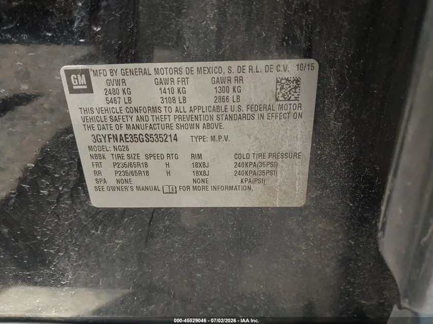 2016 CADILLAC SRX STANDARD