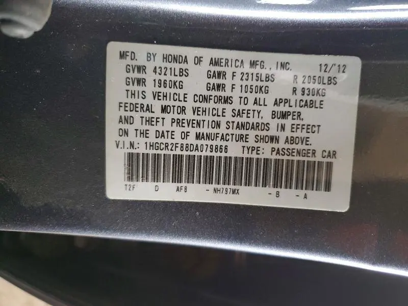 2013 HONDA ACCORD EXL  