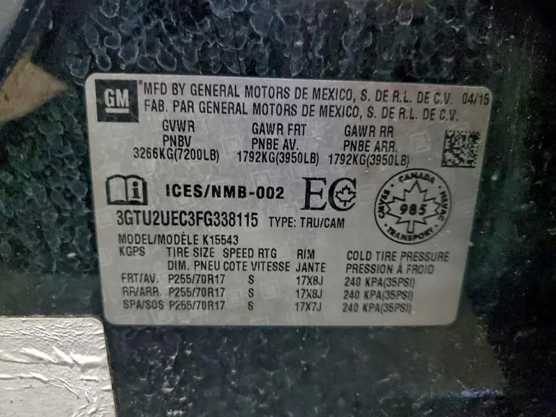 2015 GMC SIERRA K1500 SLE  