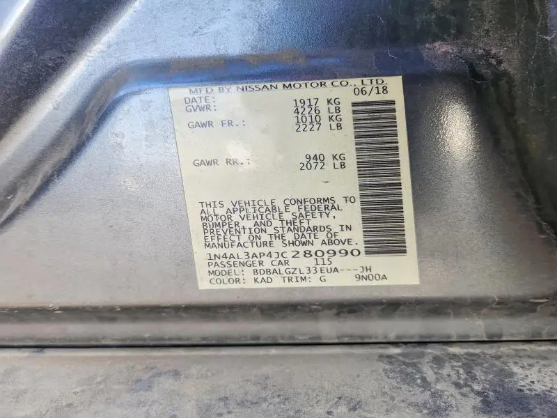 2018 NISSAN ALTIMA 2.5  