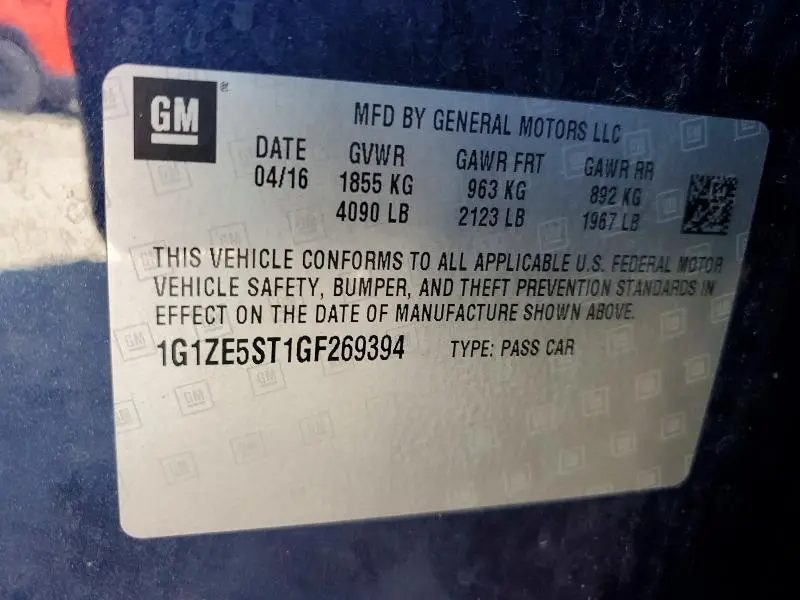 2016 CHEVROLET MALIBU LT  