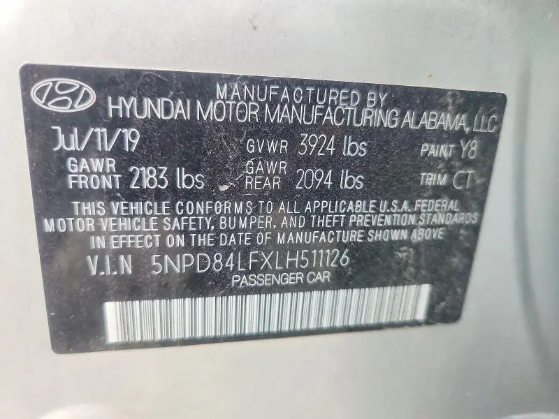 2020 HYUNDAI ELANTRA SEL  