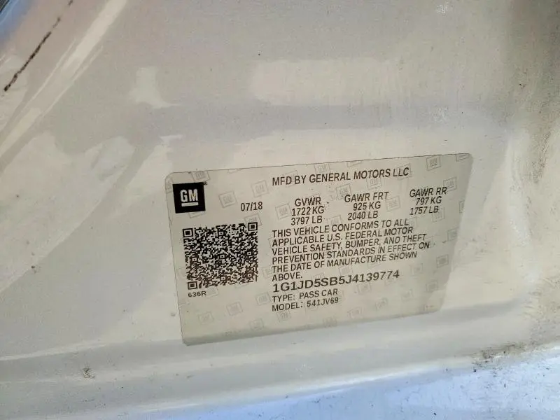 2018 CHEVROLET SONIC LT  