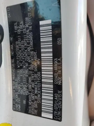 2013 TOYOTA HIGHLANDER LIMITED  