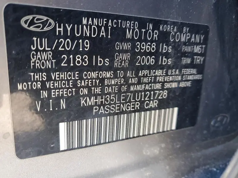 2020 HYUNDAI ELANTRA GT   