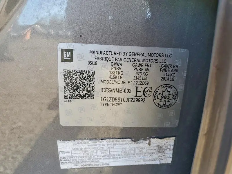 2018 CHEVROLET MALIBU LT  