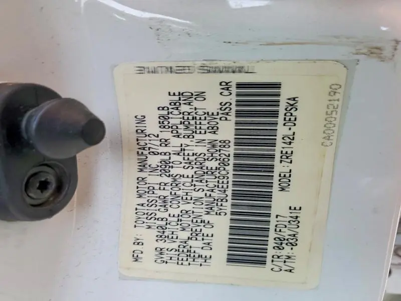 2012 TOYOTA COROLLA BASE  