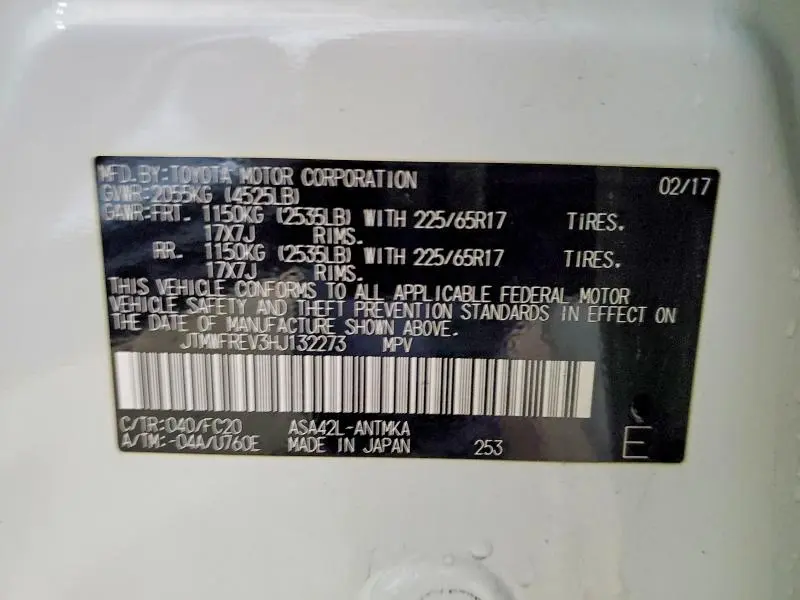 2017 TOYOTA RAV4 XLE  