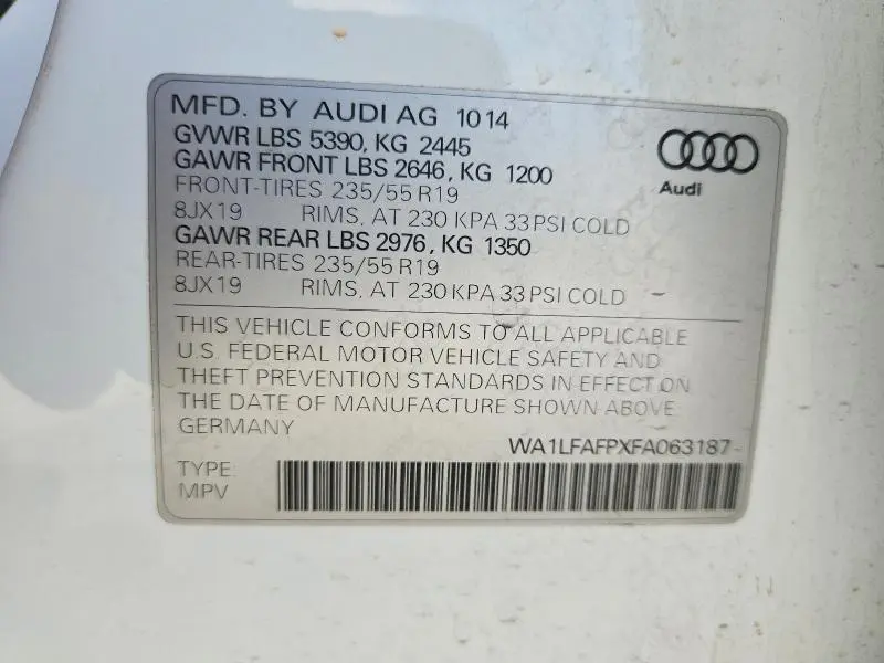 2015 AUDI Q5 PREMIUM PLUS  