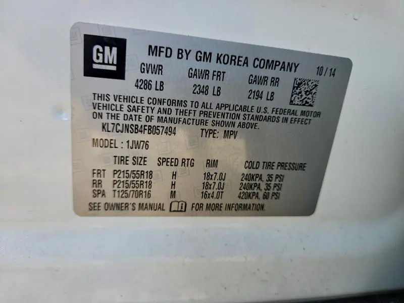 2015 CHEVROLET TRAX LTZ  