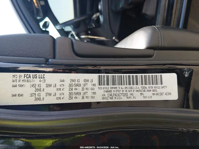 2019 JEEP GRAND CHEROKEE ALTITUDE 4X4