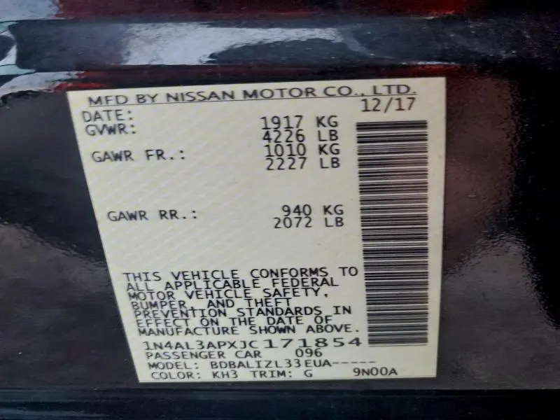 2018 NISSAN ALTIMA 2.5  