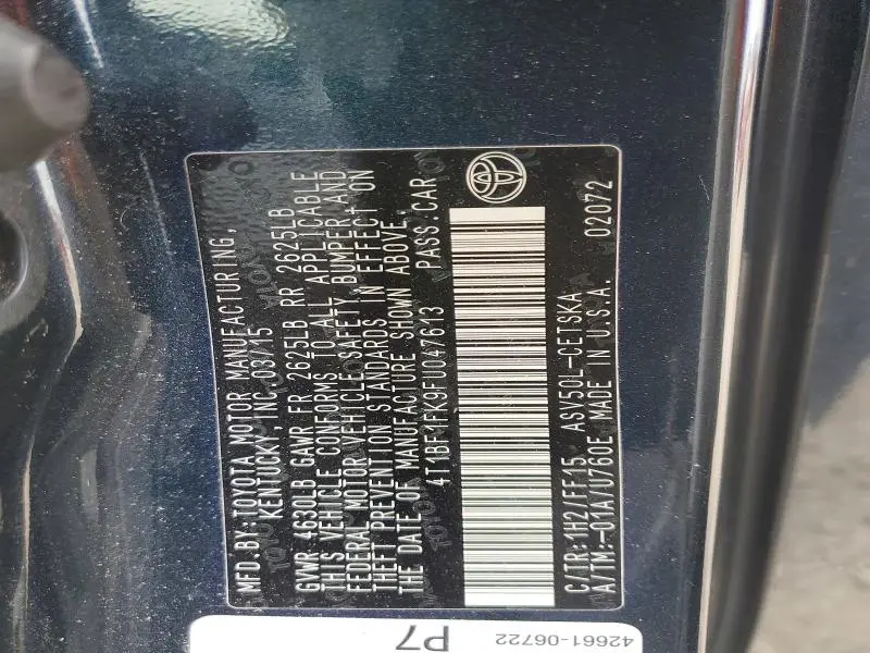 2015 TOYOTA CAMRY SE  