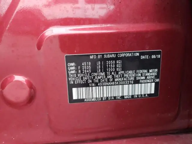 2019 SUBARU LEGACY 2.5I LIMITED  