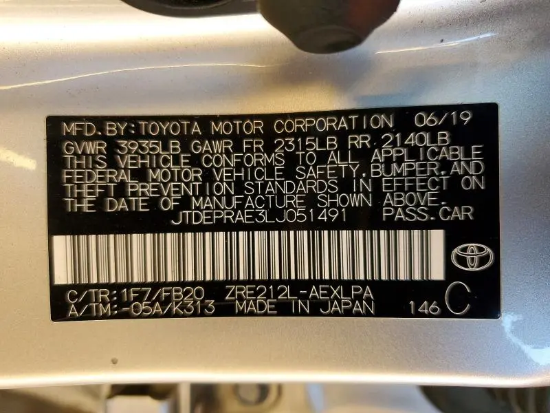 2020 TOYOTA COROLLA LE  