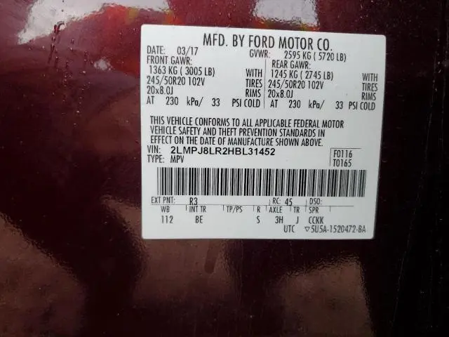 2017 LINCOLN MKX RESERVE