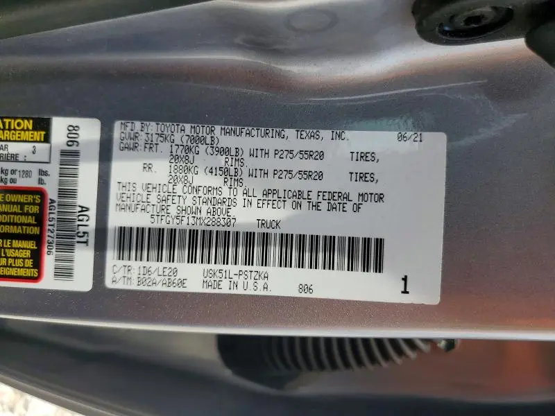 2021 TOYOTA TUNDRA PLATINUM  