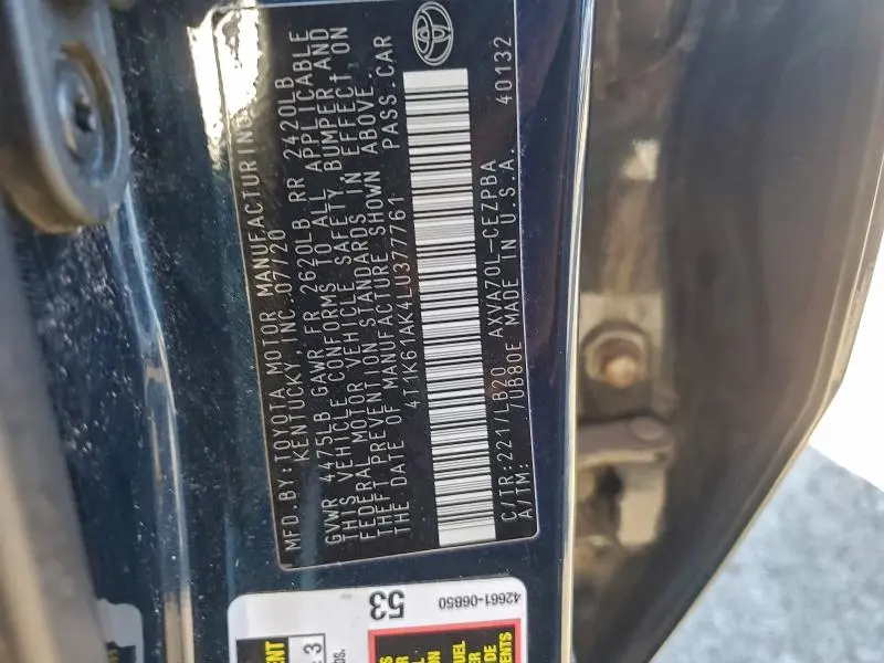 2020 TOYOTA CAMRY XSE  