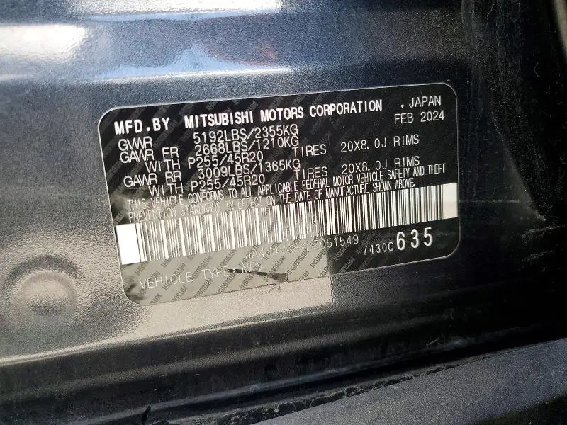 2024 MITSUBISHI OUTLANDER SE/BLACK EDITION/RALLIART  